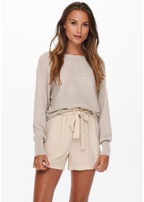 Only Damen Strickpullover "ONLADALINE L/S SHORT PULLO KNT NOOS", beige, modisch, Gr. M, unifarben, Strick, Obermaterial: 80% Viskose (LENZING