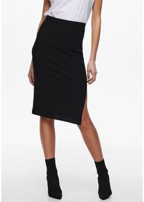 Only Damen Jerseyrock "ONLEMMA SLIT SKIRT JRS NOOS", schwarz, casual, Gr. S, unifarben, Jersey, Obermaterial: 65% Polyester, 30% Viskose, 5%