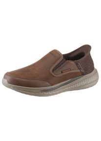 Skechers Herren Slip-On Sneaker "SLADE-", Gr. 43, braun, Leder, Textil, casual, Schuhe, Slipper, Freizeitschuh, Halbschuh mit Goga Mat Funktion