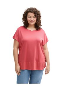 Tom Tailor PLUS Damen T-Shirt, rot, casual, Gr. 50, unifarben, Single Jersey, Obermaterial: 100% Viskose, Shirts, mit kleinem Schlitz