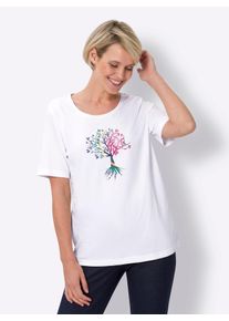 Damen Kurzarmshirt "Kurzarm-Shirt", blau, Gr. 48, bedruckt, gemustert, mehrfarbig, 100% Baumwolle, Shirts