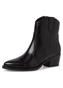 Tamaris Damen Cowboy Stiefelette, Gr. 41, schwarz, Leder, unifarben, modisch, Schuhe, in spitzer Form