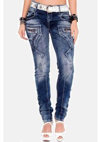 Cipo & Baxx CIPO & BAXX Damen Skinny-fit-Jeans "Jeans", blau, Basic, Gr. 30, unifarben, 86% Baumwolle;10% Elasthan;4% Polyester, Jeans, in Skinny Fİt, WD200
