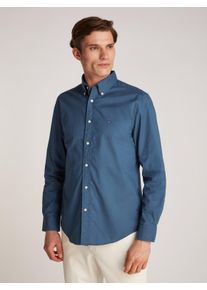 Tommy Hilfiger Herren Businesshemd "FLEX POPLIN SOLID RF SHIRT 1", blau, klassisch, Gr. M, unifarben, Popeline, Obermaterial: 100% Baumwolle, Hemden,