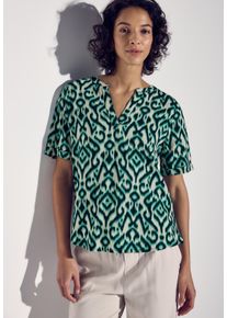 Street One Damen Kurzarmbluse, grün, casual, Gr. 44, bedruckt, Web, Obermaterial: 100% Viskose, Blusen, mit All-Over Print