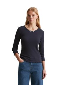 Marc O'Polo Damen Langarmshirt "aus modernem Ribbjersey", blau, Gr. XXS, MARC O'POLO DENIM, unifarben, Obermaterial: 59% Baumwolle, 38% Modal, 3% Elasthan, Shirts