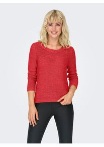 Only Damen Strickpullover "ONLGEENA XO L/S PULLOVER KNT NOOS", rot, modisch, Gr. S, unifarben, Strick, Obermaterial: 65% Polyacryl, 35% Polyamid,