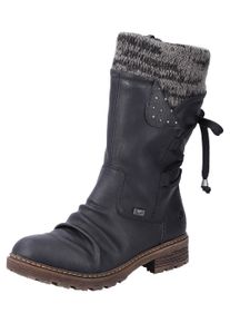 Rieker Damen Winterstiefel, Gr. 36, schwarz, Lederimitat, Textil, Schuhe, Winterboots, Profilsohle, Warmfutter, mit Rieker-TEX