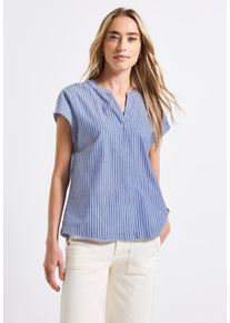 Street One Damen Shirtbluse, blau, casual, Gr. 40, gestreift, Web, 97% Baumwolle, 3% Metallfaser, Blusen, aus softem Materialmix