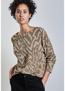 Street One Damen Jacquardpullover, beige, casual, Gr. 42, bedruckt, Strick, Obermaterial: 75% Polyester, 22% Viskose, 3% Elasthan, Pullover, mit