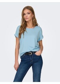 Only Damen T-Shirt "ONLMOSTER S/S O-NECK TOP NOOS JRS", blau, casual, Gr. XL, unifarben, Jersey, Obermaterial: 75% Viskose, 20% Polyester, 5%