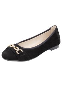 Remonte Damen Ballerina, Gr. 37, schwarz, Veloursleder, unifarben, festlich, Schuhe, Blockabsatz, Pumps, Businessschuh mit Schmuckspange