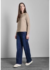 Street One Damen Langarmshirt, beige, casual, Gr. 44, unifarben, Stoff, 57% Viskose, 24% Polyester, 17% Polyamid, 2% Elasthan, Shirts, mit