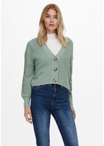Only Damen Strickjacke "ONLCAROL NICE L/S CARDIGAN KNT NOOS", grün, modisch, Gr. XS, unifarben, Strick, Rippstrick, Obermaterial: 100% Polyacryl,