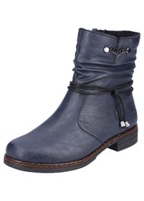 Rieker Damen Winterstiefelette, Gr. 37, blau, Lederimitat, elegant, Schuhe, mit gerafftem Schaft