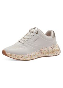Tamaris Damen Sneaker, Gr. 40, weiß, Lederimitat, casual, Schuhe, mit gesprenkelter Laufsohle, Freizeitschuh, Halbschuh, Schnürschuh