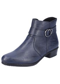Rieker Damen Stiefelette, Gr. 36, blau, Lederimitat, elegant, Schuhe, mit hübscher Zierschnalle, schmale Form