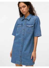 Véro Moda VERO MODA Damen Jeanskleid "VMFENJA 2/4 SHORT DENIM DRESS GA NOOS", blau, modisch, Gr. XS, unifarben, Denim/Jeans, Obermaterial: 80% Baumwolle, 20%