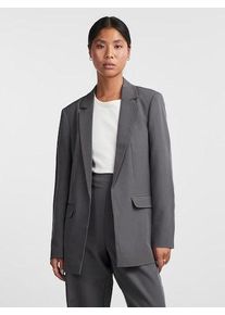 Pieces Damen Longblazer "PCBOSELLA LS LOOSE BLAZER NOOS", grau, casual, Gr. XL, unifarben, Web, Obermaterial: 88% Polyester, 12% Elasthan, Blazer, in