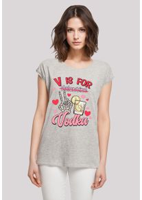 F4NT4STIC Damen T-Shirt "Anti Valentinstag V is for Vodka", grau, casual, Gr. M, Obermaterial: 100% Baumwolle, Shirts, Premium Qualität