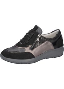 Waldläufer WALDLÄUFER Damen Schnürschuh "M-TONIA", Gr. 4schwarz, grau, bronzefarben, Veloursleder, Nappaleder, Nubukleder, metallic, casual, Schuhe,