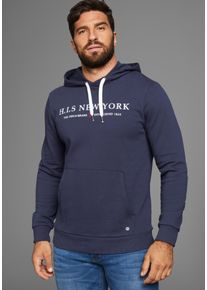 H.I.S. H.I.S Herren Kapuzensweatshirt, blau, casual, Gr. M, unifarben, Obermaterial: 60% Baumwolle, 40% Polyester, Sweatshirts, mit Logoprint - NEUE