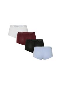 Pieces Damen Hipster "PCLOGO LADY 4 PACK SOLID NOOS BC", Gr. XStawny port pack:4 pack with baby lavender, hellweiß, schwarz, tawny port, Jersey,