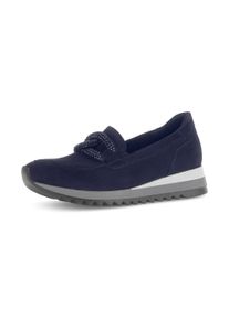 Gabor Damen Slipper, Gr. 35, blau, Ziegenveloursleder, unifarben, modisch, Schuhe, Keilabsatz, Plateau, Businesschuh mit Best Fitting-Ausstattung