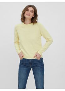Véro Moda VERO MODA Damen Rundhalspullover "VMDOFFY LS O-NECK BLOUSE GA NOOS", gelb, modisch, Gr. XS, meliert, Strick, Feinstrick, Obermaterial: 94% Polyester,