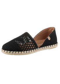 VERBENAS Damen Espadrille "Carmen Crochet-Lino Paris", Gr. 36, schwarz, Textil, modisch, Schuhe, Slipper, Sommerschuh, Strandschuh im Häkel-Look