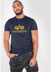 Herren T-Shirt "Basic T-Shirt", blau, modisch, Gr. S, Alpha Industries, bedruckt, Single Jersey, Obermaterial: 100% Baumwolle, Shirts