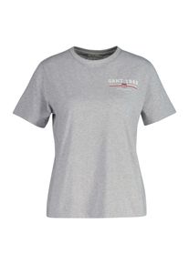 Gant Damen T-Shirt "REG GRAPHIC SS T-SHIRT", grau, casual, Gr. XXL, Single Jersey, Obermaterial: 100% Baumwolle, Shirts, regular fit, Print auf der