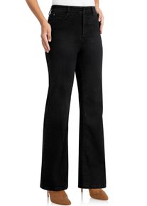 WONDERJEANS Damen Schlagjeans, schwarz, casual, Gr. 38, unifarben, Denim/Jeans, Obermaterial: 48% Polyester, 30% Baumwolle, 12% Viskose, 6% Lyocell