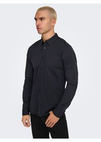 Only & Sons ONLY & SONS Herren Langarmhemd "ONSROBIN B/U LS STRETCH SHIRT NOOS", blau, modisch, Gr. XXL, unifarben, Web, Obermaterial: 100% Baumwolle, Hemden