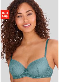 Lascana Damen Schalen-BH "Luciana", Gr. 75, blau, Spitze, Obermaterial: 89% Polyamid, 11% Elasthan, feminin, BHs, aus zarter Spitze, Dessous