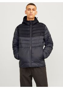Jack & Jones JACK & JONES Herren Steppjacke "JJESPRINT PUFFER HOOD NOOS", grau, modisch, Gr. XL, colorblocking, Web, Obermaterial: 100% Nylon, Jacken