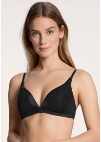 Calida Damen Schalen-BH "Cate", Gr. 80, schwarz, Single Jersey, Obermaterial: 85% Baumwolle, 15% Elasthan, unifarben, casual, BHs, mit Satinblende