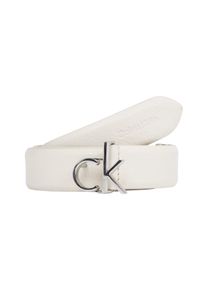 Calvin Klein Damen Ledergürtel "CK LOGO BUCKLE BELT 3.0_PBL", weiß, casual, Gr. 80, unifarben, Büffelleder, Gürtel, mit Logoprägung als Schließe