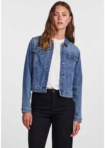 Pieces Damen Jeansjacke "PCOIA LS DNM JACKET MB NOOS BC", blau, casual, Gr. S, unifarben, Denim/Jeans, Obermaterial: 52% Baumwolle, 30% Polyester,