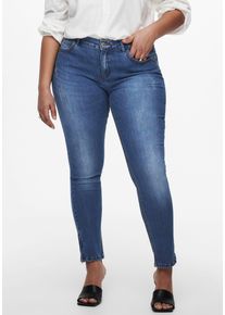 Only CARMAKOMA Damen Skinny-fit-Jeans "CARKARLA REG SK ANKLE ZIP JNS", blau, modisch, Gr. 46, Abriebeffekte, Denim/Jeans, Obermaterial: 53% Viskose,