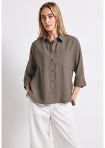 Street One Damen Hemdbluseschwarz tumbled beige, casual, Gr. 38, unifarben, Web, Obermaterial: 87% Modal, 13% Polyester, Blusen, mit Brusttasche