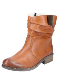 Rieker Damen Winterboots, Gr. 39, braun, Lederimitat, used, casual, Schuhe, Winterstiefelette, Blockabsatz, Warmfutter, geraffter slouchy Schaft