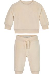 Baby Shirt & Hose "RIB VELVET FLEECE SET GIFTPACK", grau, casual, Gr. 80, Calvin Klein Jeans, unifarben, Jersey, Obermaterial: 94% Polyester, 6%