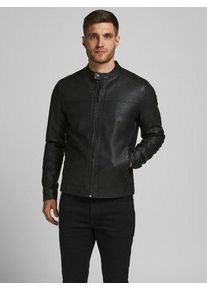 Jack & Jones JACK & JONES Herren Lederimitatjacke "JJEWARNER JACKET NOOS", schwarz, modisch, Gr. M, unifarben, Web, Obermaterial: 100% Polyester, Jacken