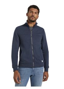 Tom Tailor Herren Sweatjacke, blau, casual, Gr. S, Sweatware, Obermaterial: 60% Baumwolle, 40% Polyester, Sweatjacken, mit halswärmendem Stehkragen