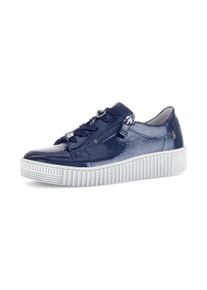 Gabor Damen Plateausneaker, Gr. 38, blau, Lackleder, glänzend, casual, Schuhe, Freizeitschuh, Halbschuh, Schnürer mit edlen Schmuck-Motiven