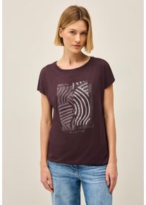 Cecil Damen T-Shirt, rot, casual, Gr. S, bedruckt, Web, 50% Baumwolle, 50% Modal, Shirts, Feel Good Fit