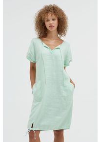 SOCCX Damen Sommerkleid, grün, casual, Gr. XL, Material Oberstoff: 100% Leinen, Material Einsatz: 95% Baumwolle, 5% Elasthan, Kleider, mit Taschen