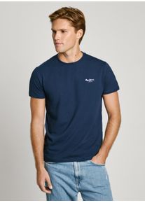 Pepe Jeans Herren Rundhalsshirt, blau, Basic, Gr. M, unifarben, Jersey, Obermaterial: 95% Baumwolle, 5% Elasthan, Shirts