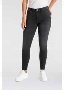 Only Damen Skinny-fit-Jeans "ONLWOW MID SKINNY BJ", schwarz, modisch, Gr. M, unifarben, Denim/Jeans, Obermaterial: 64% Baumwolle, 31% Polyester, 3%